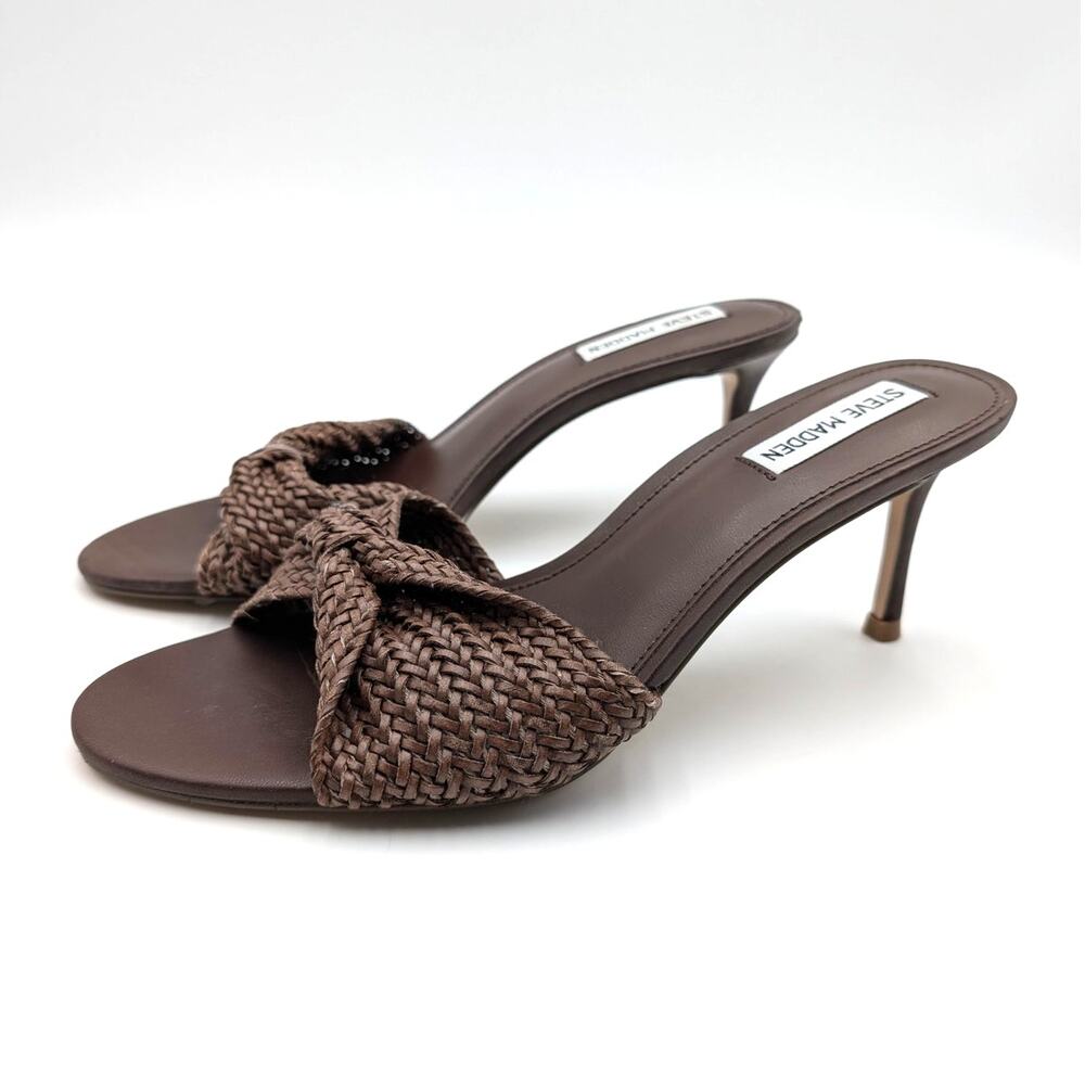 Steve Madden Russo Stiletto Heel Slide Sandals Women's Brown Size US9M EU39.5